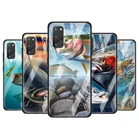trout panel fish fishing for samsung galaxy s20 fe ultra note 20 s10 lite s9 s8 plus luxury tempered glass phone case cover