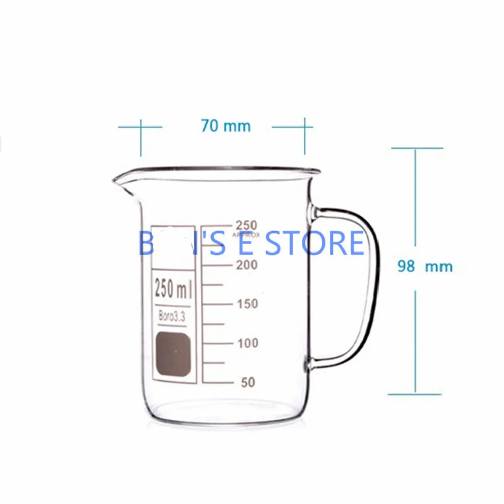

250mL Glass Beaker with Handle New Chemical Lab Glassware Borosilicate Glass 3.3