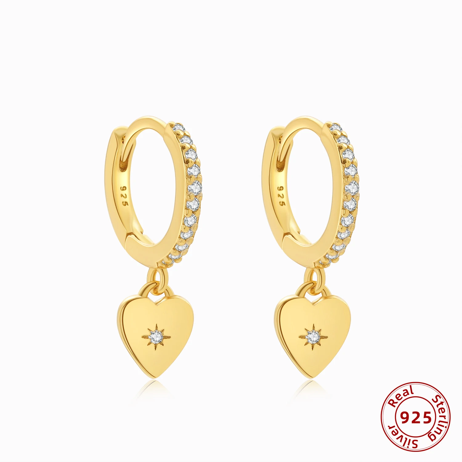 

925 Sterling Silver Charm CZ Zircon Tiny Huggie Earrings for Women Trendy Small Heart Hoop Earrings Fine Jewelry Gift