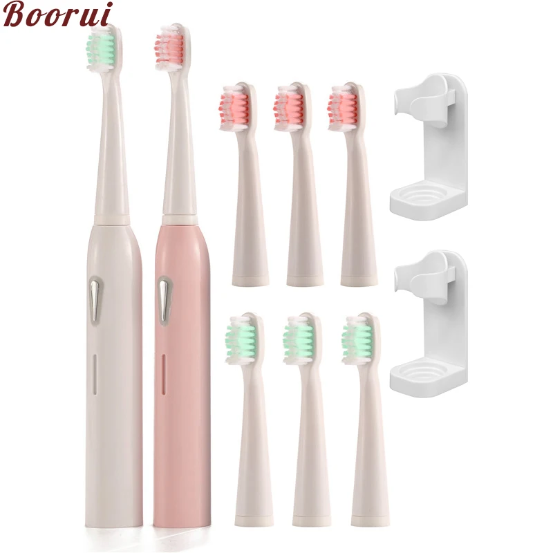 2 комплекта звуковая перезаряжаемая электрическая зубная щетка с 8 сменными