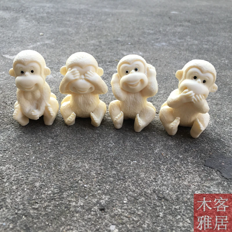 

Ivory fruit four monkeys don't say, don't listen, don't look at home decorations, living room Zodiac monkey craft ornaments