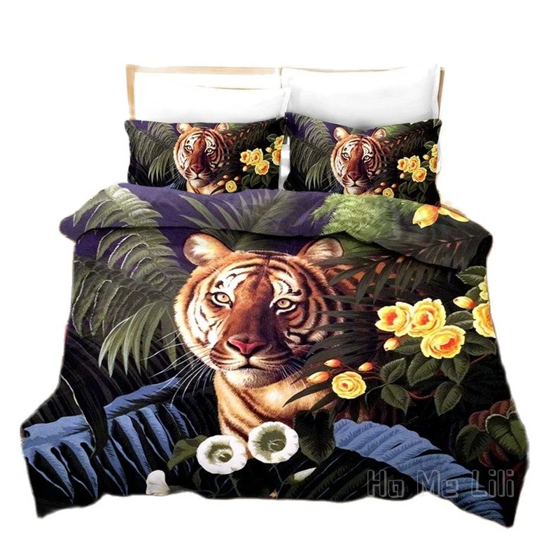 Набор пододеяльников с рисунком животных постельное белье тропическим принтом