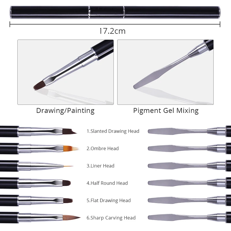 1 шт. черная двойная акриловая ручка для рисования шпатель инструмент подводки УФ