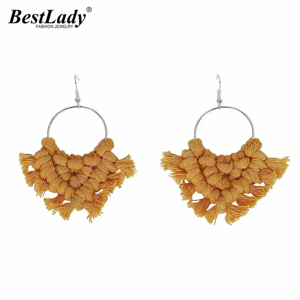 Женские серьги подвески ручной работы Best lady модные богемные Эффектные с