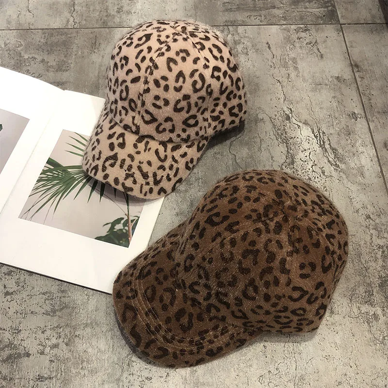 Duck Tongue Hat With Korean Leopard Designer Cap basketball cap female autumn and winter sexy leopard print baseb