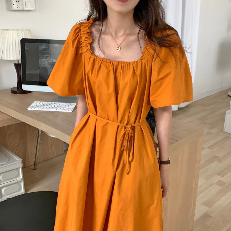 Шикарное летнее платье из Южной Кореи мягкое плиссированное с открытой спиной