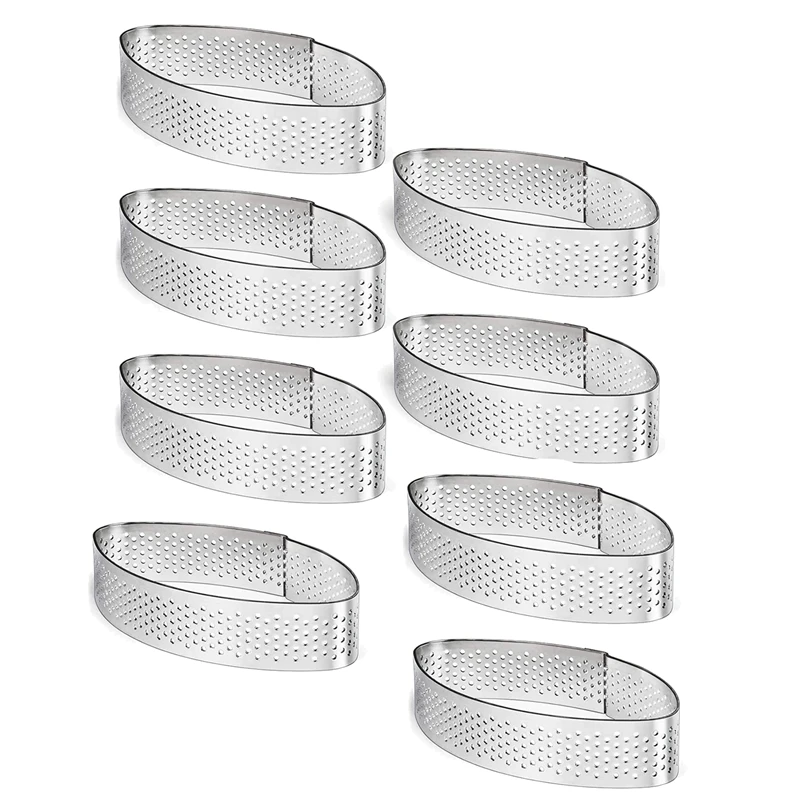 

AF88 -8 Pack Stainless Steel Tart Rings,Heat-Resistant Perforated Cake Mousse Ring,Cake Ring Mold Baking Tools