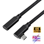 Удлинительный кабель USB Type-C, со штекером под 90 градусов, 100 Вт PD, 5 А, HD 4K, USB 3.1, для ноутбуков MacBook, Samsung