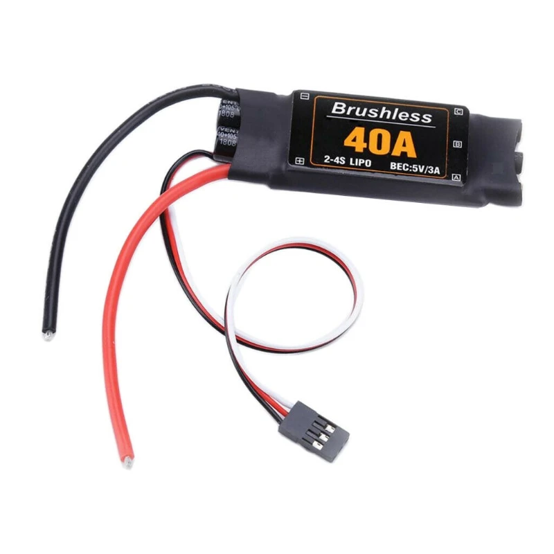 

RC ESC, 40A 2-4S бесщеточный электронный контроллер скорости с UBEC, защита от низкого напряжения батареи для радиоуправляемого дрона самолета
