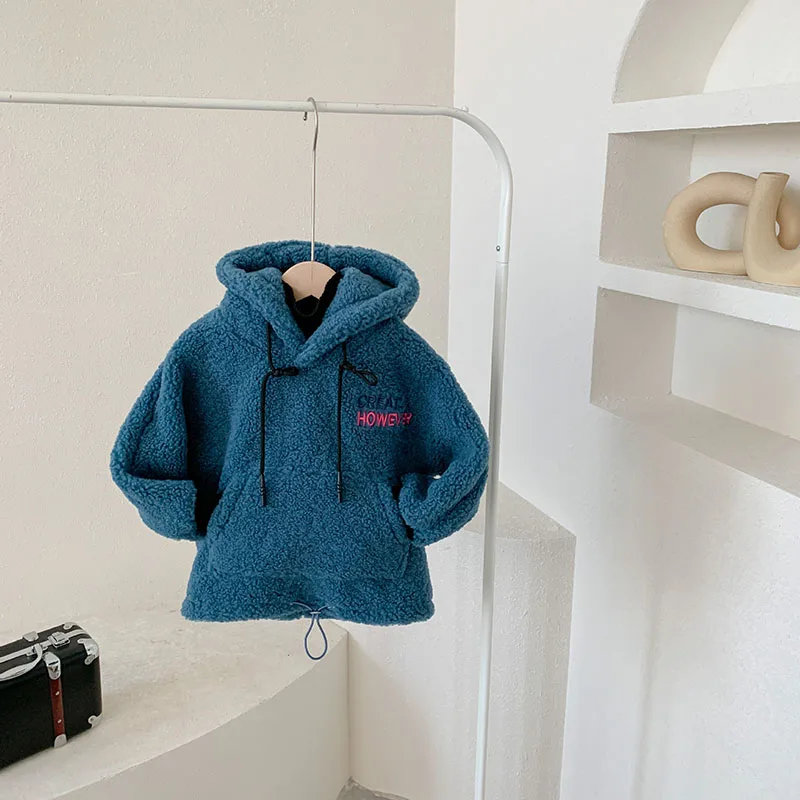 

New winter 2020 children's wear girls' fake two double layer composite hoodies lamb top wear for promotion wholesale 2-40