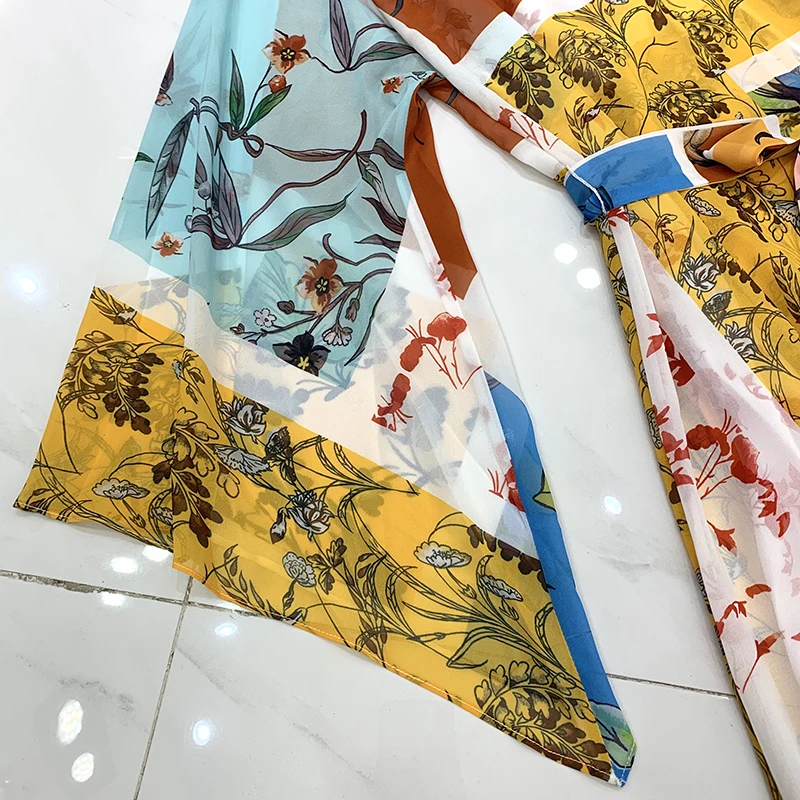 

VERDEJULIAY High Street Style Loose Dresses Women Elegant Flare Sleeve 2020 Spring New Fashion Runway Flower Print Midi Dress