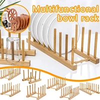 multifunctional bamboo kitchen dish d rain rack tableware storage rack wood rack kitchen drain rack bowl organization accessory