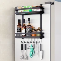 refrigerator side metal spice shelf 23 layer with hooks multifunctional space saving accessories for home kitchen