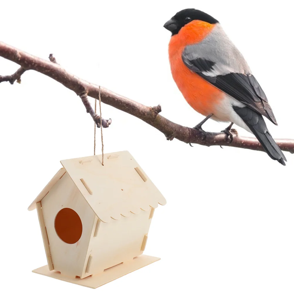 

1 Set Wooden Bird House Painting Tools Garden Birdcage Kit for DIY Crafts