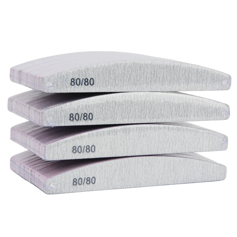 25Pcs/Lot Professional Nail File Grey Half Moon 80/80 Grit Sanding Buffer Thick Files For DIY Care Manicure Tools Salon | Красота и