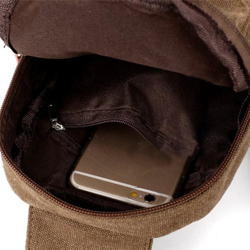 

Men Crossbody Bag Canvas Casual Adjustable Strape Zipper Hasp Phone Card Holder Fashion Travel Male Chest Bag Brief Travel Pouch