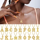 2021 Новая мода 26 прописных букв кулон ожерелье вечерние ювелирные изделия женские блестящий золотой с инициалами насквозь многослойное украшение на шею в форме плетённого кольца