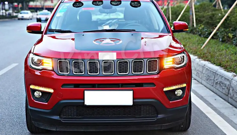 2019y автомобильный бупмер головной свет для джип компас фары автомобильные аксессуары светодиодный DRL hid ксенон, противотуманная фара для компаса