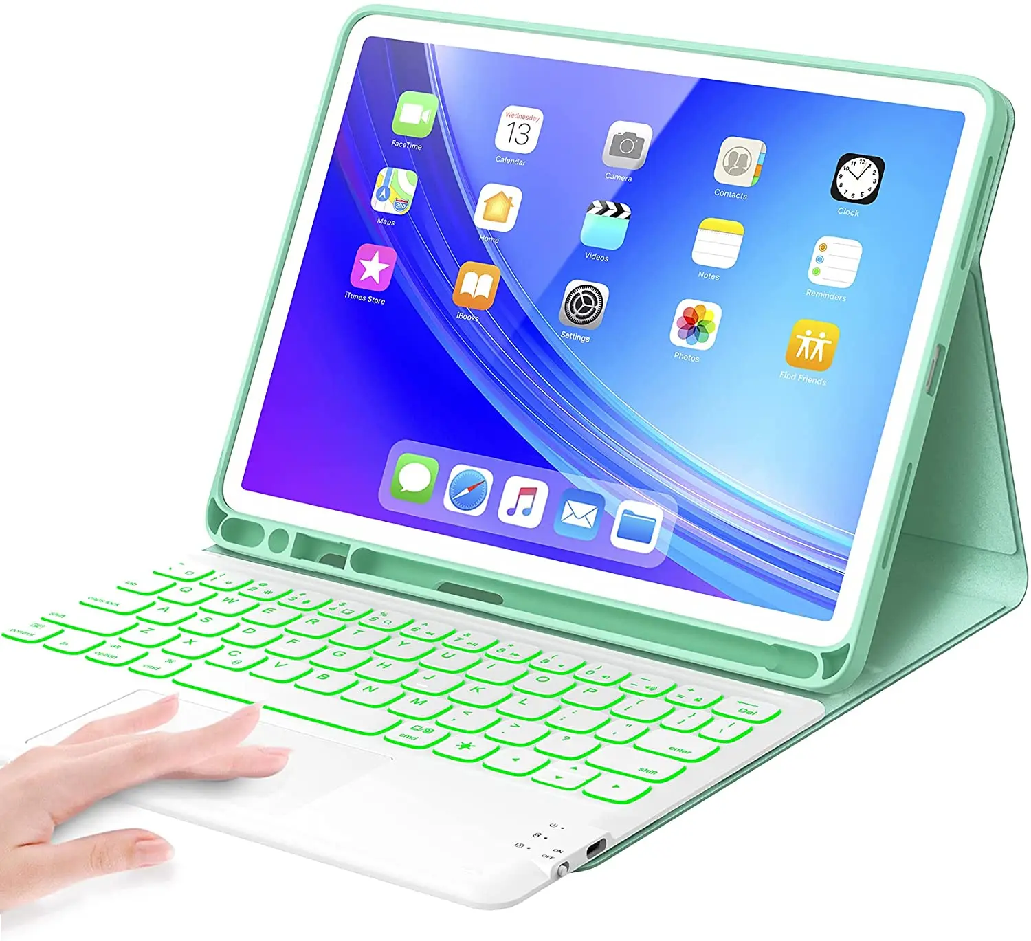 Чехол для клавиатуры с подсветкой и сенсорной панелью iPad Air 4 10 9 7th 8th 9th 2 Pro 11 2021 3 5 7