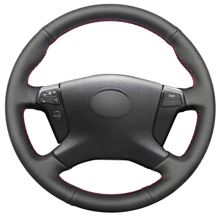 

Car Accessories Hand Sew Black Genuine Leather Comfortable Steering Wheel Cover for Toyota Avensis 2003 2004 2005 2006 2007