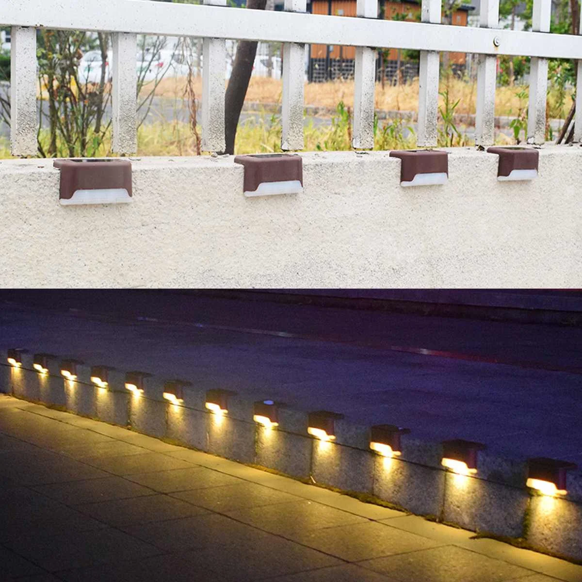 

4pcs Solar Lights Solar Step Lights Outdoor Waterproof Led Solar Stair Fence Lamp Decoration For Patio Stairs Garden Yard