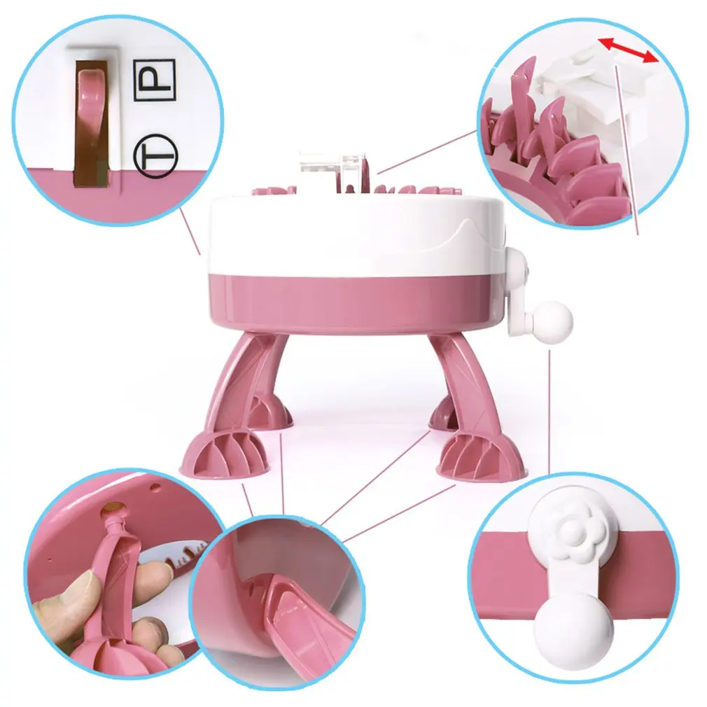 Bib-m&aacute;quina de tejer con cilindro de estrella para ni&ntilde;os, juguete de juego de rol, 22 agujas, cilindro, tejer lana-4