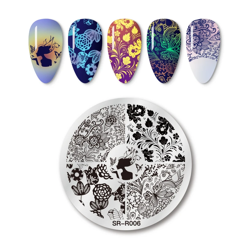Таблички для стемпинга ногтей с изображением цветов животных красивых