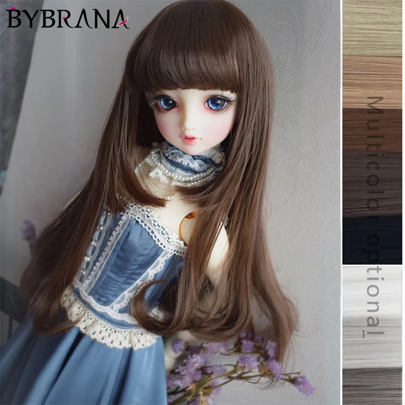 Парик для куклы Bybrana Bjd 1/3 1/4 1/6 1/8 с двумя ножами аккуратные челки длинный
