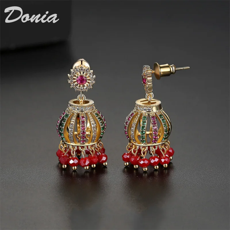 Ювелирные изделия Donia Винтажные серьги медный микро набор из циркония AAA в