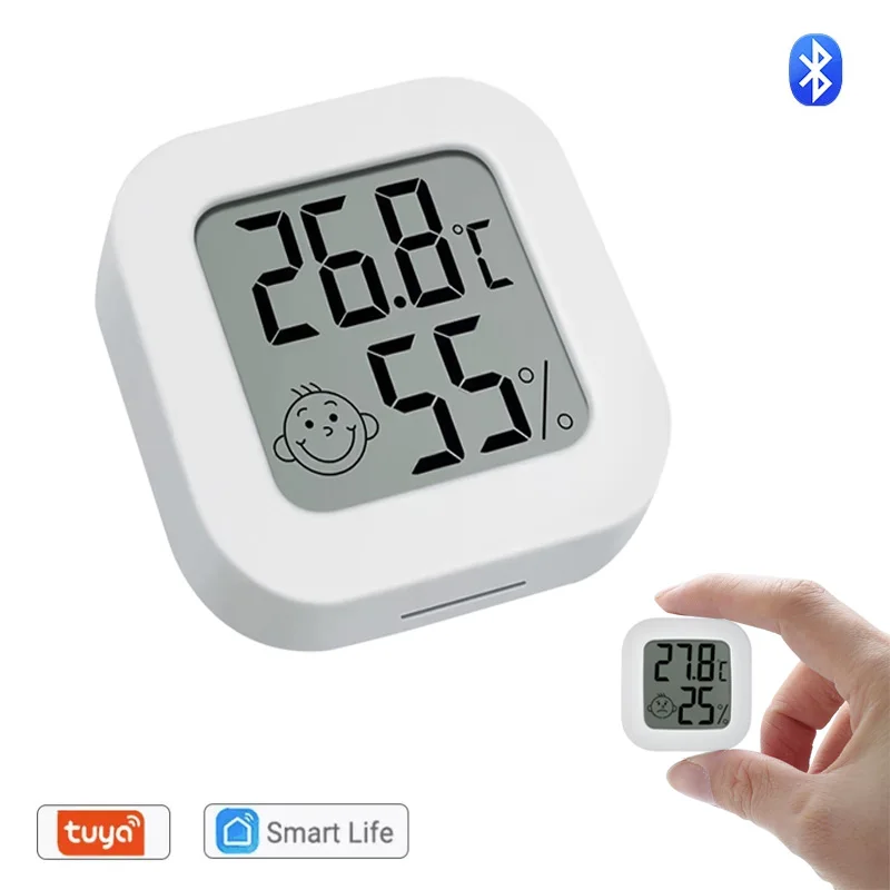 

Беспроводной датчик температуры и влажности Tuya, Bluetooth совместимый цифровой ЖК-дисплей, термометр, гигрометр