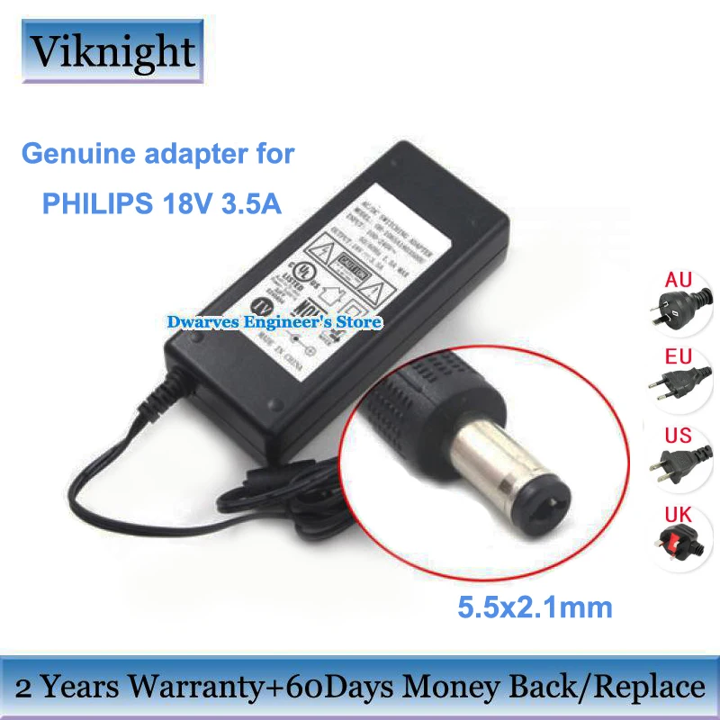 Подлинная DC 18В 3.5A импульсный адаптер зарядное устройство для PHILIPS источник