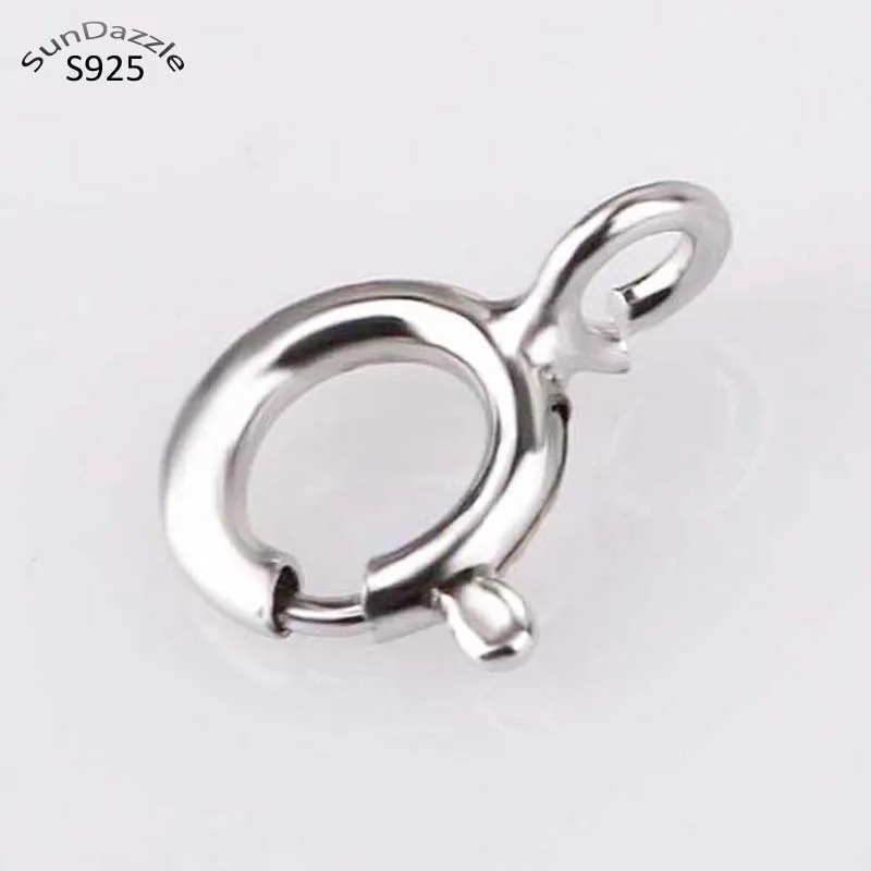 

Genuine Real Pure Solid 925 Sterling Silver Round Spring Clasp Buckle With Open Ring Connector 5~10mm Jewelry Making Findings