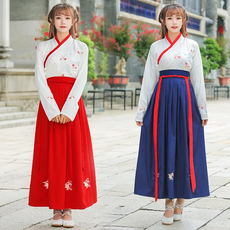Женский Повседневный костюм Hanfu в китайском стиле для взрослых, весенне-Осенние костюмы, костюмы Феи, одежда для фотосъемки