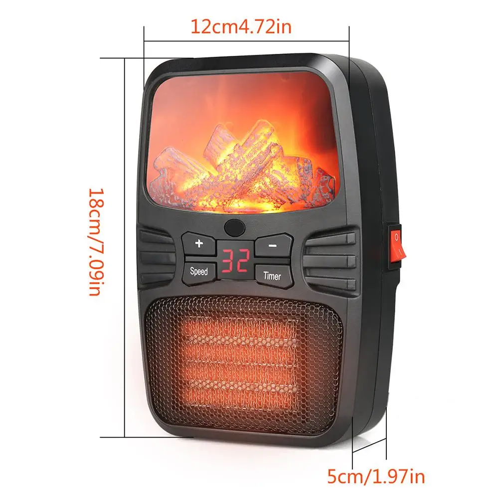 

400W Mini Portable Ceramic Heater Remote Control Electric Hot Fan Home Winter Warmer Appliances with Flame Night Light