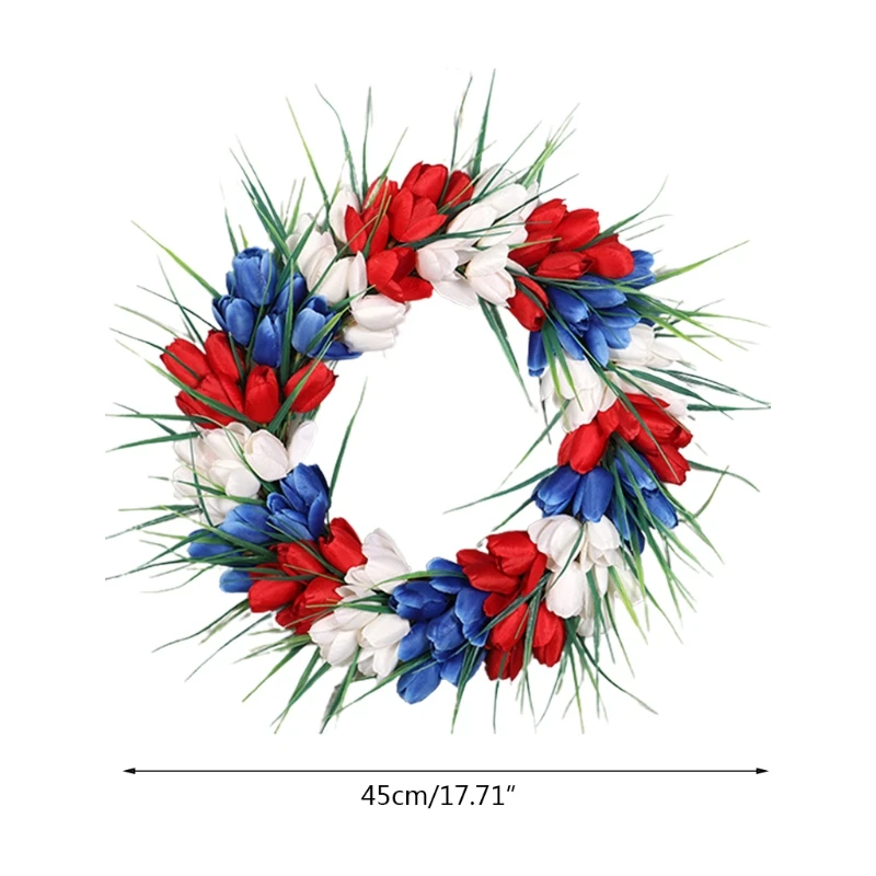 

Silk Flower American Patriotic Door Wreaths July of 4th Independence Day Front Door Decor Garland Party Holiday Dropshipping