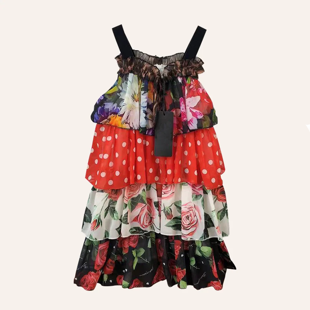 

Designer style new girl chiffon dress summer dress girl skirt girl western style short skirt super fairy floral skirt cake skirt