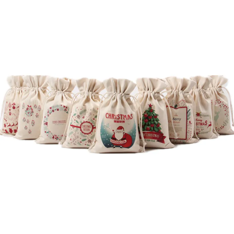 Подарочная сумка для рождественских конфет холст Санта-Клауса с кулиской декора