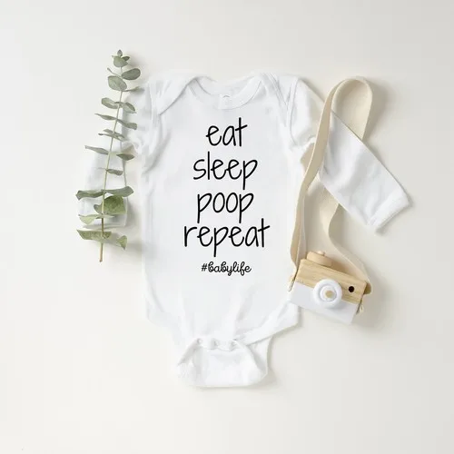 

Happy Onesie Co Eat Sleep Poop Repeat Long Sleeve Snap Fasteners Body
