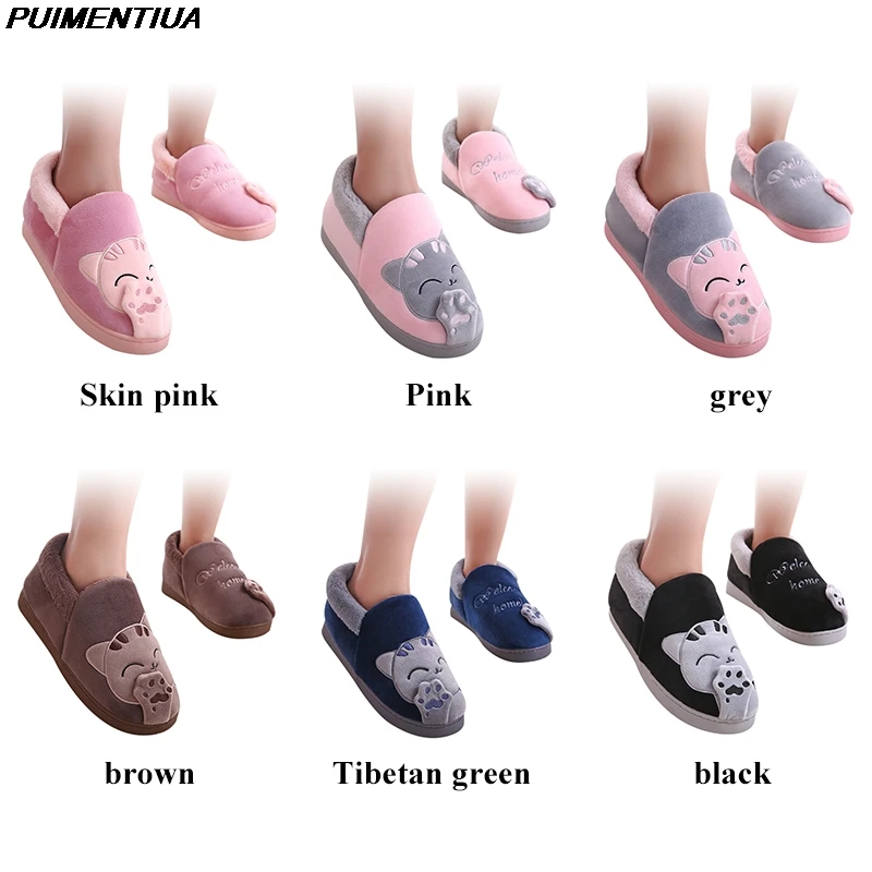 Симпатичные домашние тапочки женские меховые короткие плюшевые с мультяшным