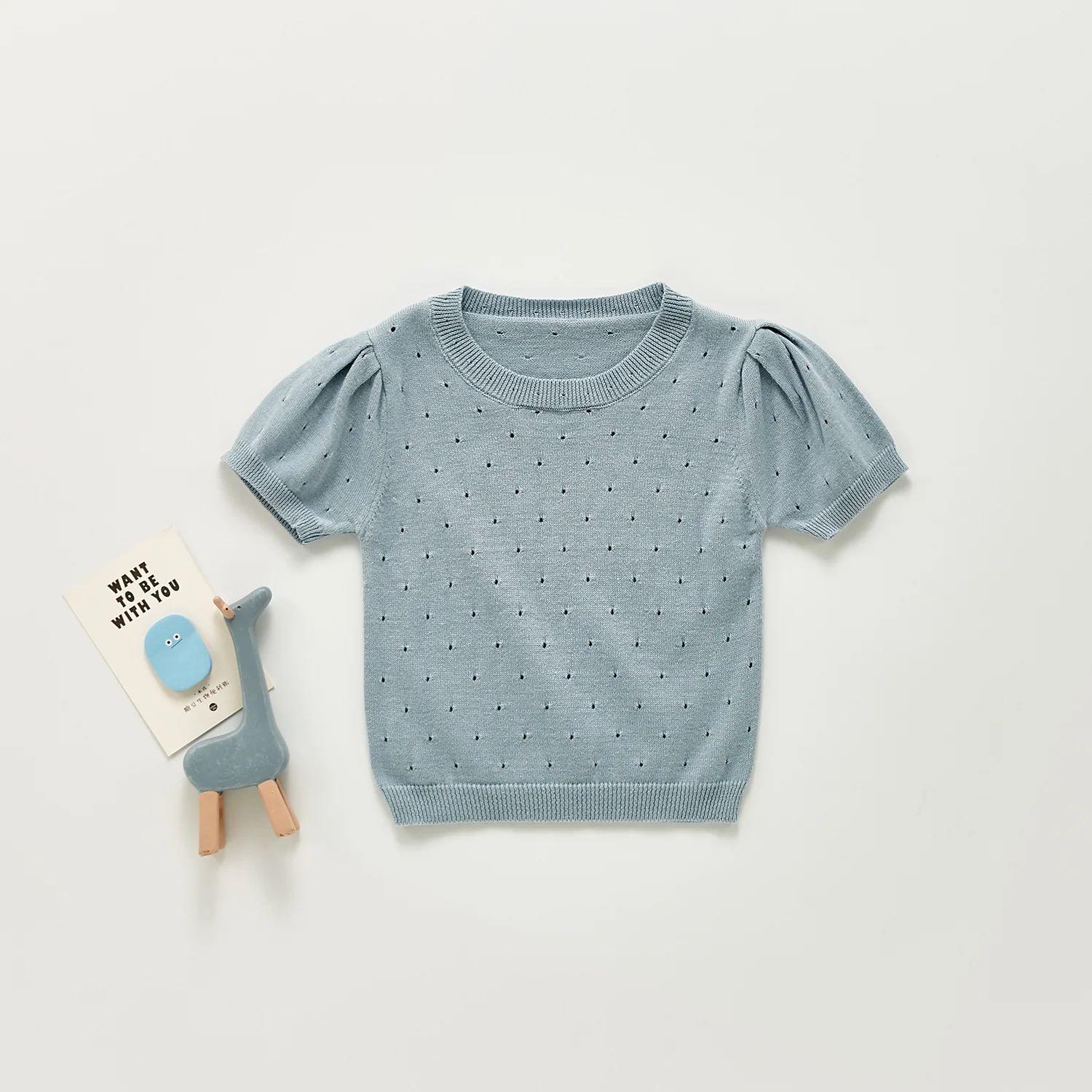 

Summer New Clothes Toddler Baby Girl Casual Knited Soft Short Sleeves T-shirt Kid Girls Solid Hollow Breathable Tops