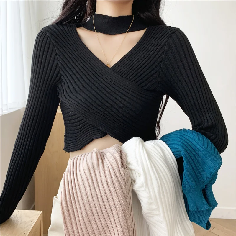 

BETHQUENOY Short Sweter Damski Sexy Sweaters Women 2020 Christmas Clothes Pull Hiver Femme Chandails Jersey Mujer Kobieta Swetry