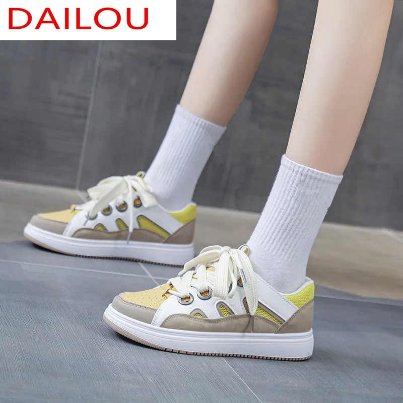 

Новинка 2021, дышащие женские повседневные туфли, женские кроссовки на плоской подошве с круглым носком, женская обувь для скейтборда, Женска...