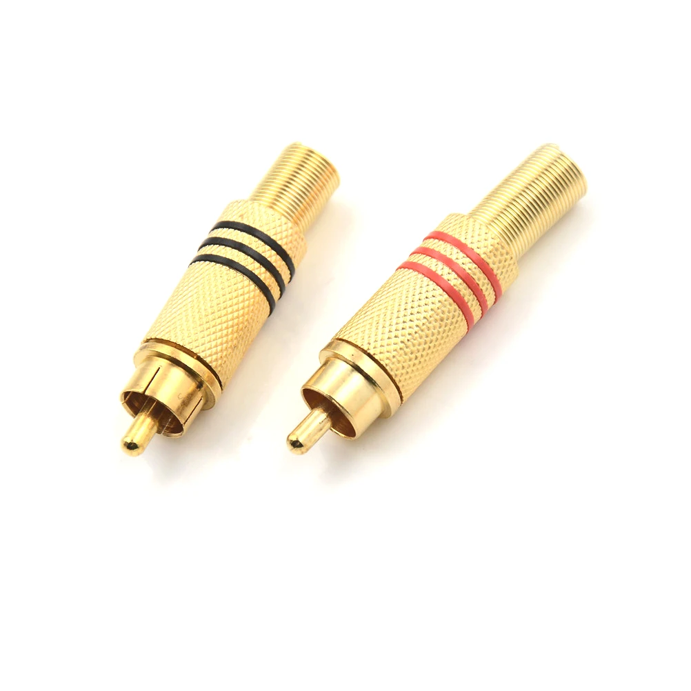 4pcs/lot RCA Connector Male Jack Plug AV Plugs For PC Audio Vedio Welding DIY Parts Metal Spring Gold Red Black