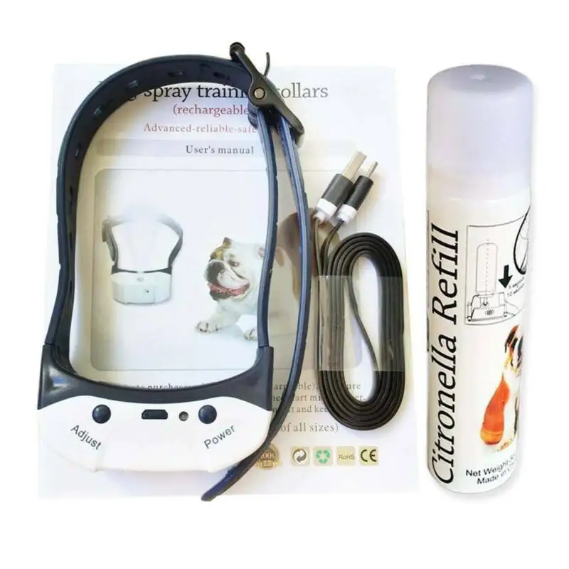 Перезаряжаемый собачий ошейник цитронеллы для дрессировки собак спрей против
