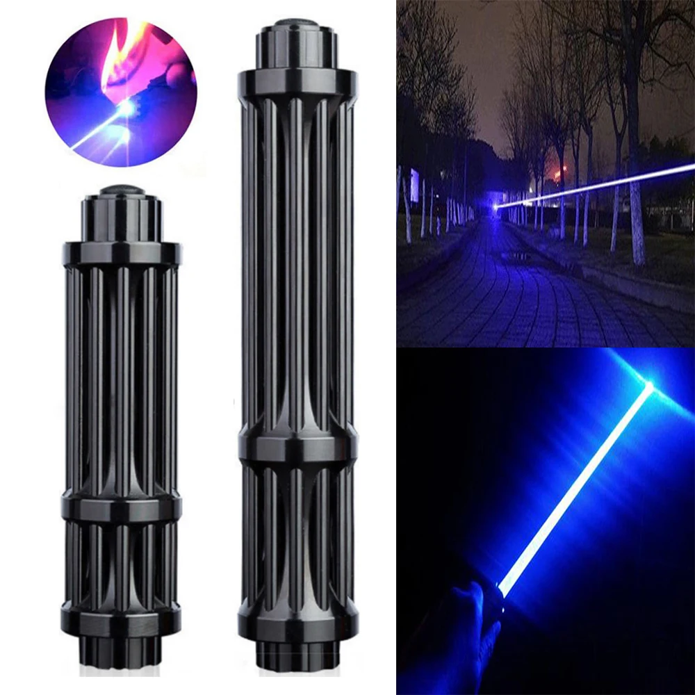 

High-power blue laser pointer flashlight adjustable focal length 450nm powerful blue laser sight can burn matches/candles/cigars