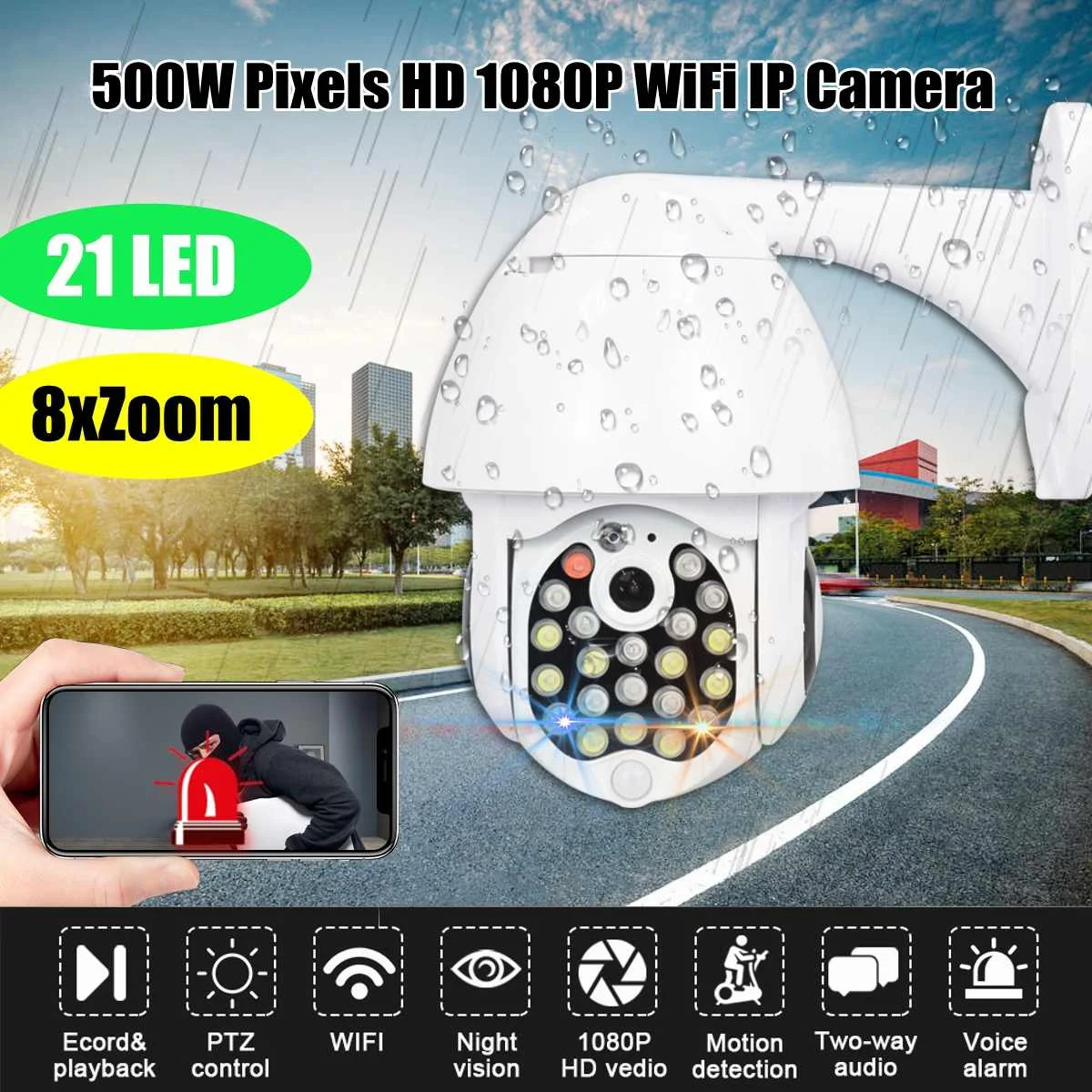5.0MP HD 1080P Wi-Fi 21 светодиодный IP камера наружная безопасность скорость купольная камера ИК 30 м CCTV камера наблюдения s 8X цифровой зум
