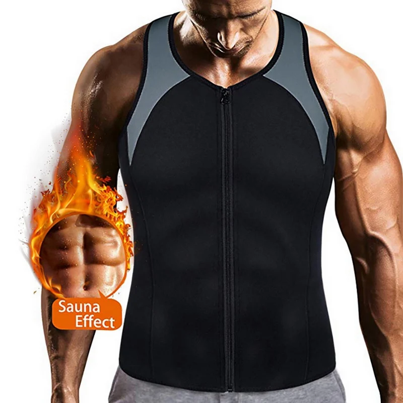 Muyogrt Men Zipper Nepprene Sauna Vest Suit Corset Body Shaper Belly Fat Steampunk Slimming Reducer Latex Underwear | Мужская одежда