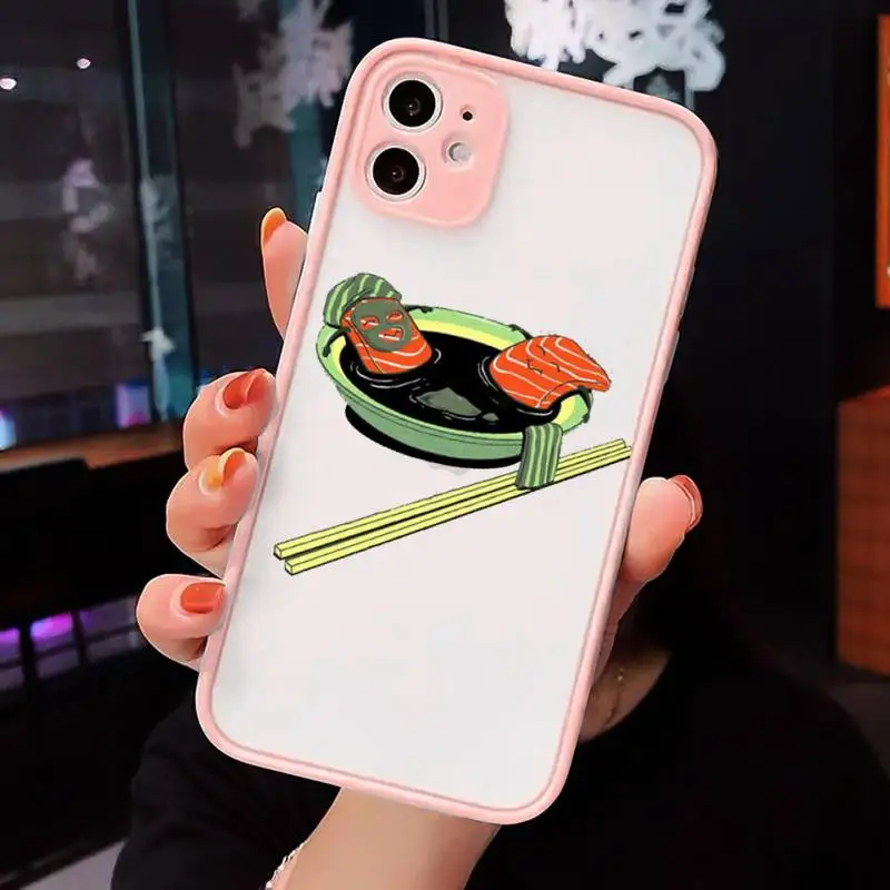 

cute cartoon sushi Phone Case Matte Transparent for iPhone 7 8 11 12 s mini pro X XS XR MAX Plus cover funda