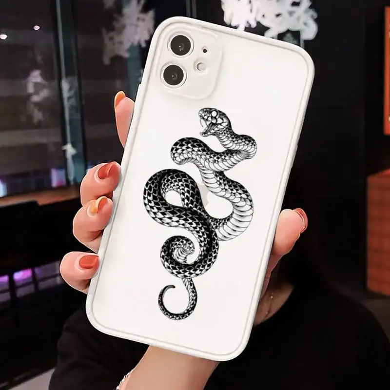 

animal black snake Terrible horror Phone Cases matte transparent For iphone 7 8 11 12 plus mini x xs xr pro max cover