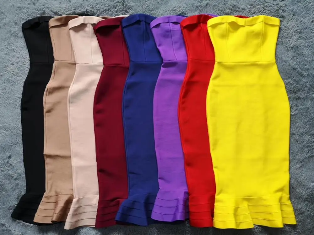 

NEW Women's Fashion Sexy Bandage Dress Party Strapless Bodycon Fishtail Knitted Dress Autumn Mermaid Christmas Dress Vestido